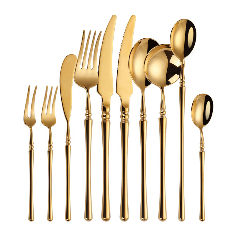 Elegáns aranykészlet, rozsdamentes acél evőeszköz, Spoons Forks and Knives for Events